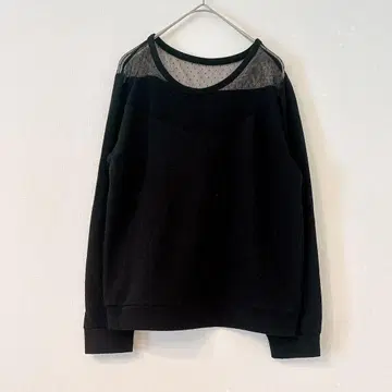 미스틱 상의 긴팔 F 블랙 레이스 도트 심플 봄 가을