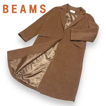 [ 새상품급 ] BEAMS HEART 울 체스터 코트 브라운 오렌지 경량