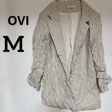 1점만 OVI [ M ] 스트라이프 패턴 캐주얼 자켓 7부 소매 봄