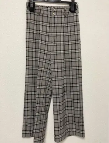 페를르페슈 체크 무늬 와이드 팬츠