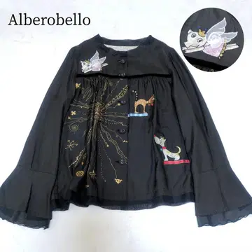 레어 ALBEROBELLO 천사의 아기돼지 & 강아지 티셔츠 블랙