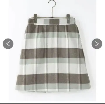 Ray Cassin M 그린 무릎 기장 미니 기모 사다리꼴 체크 스커트