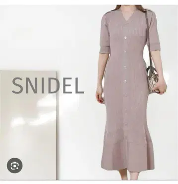 [ SNIDEL ] 프론트 버튼 니트 원피스