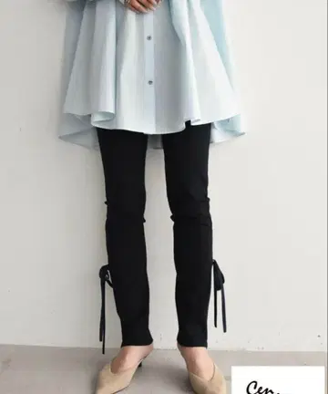 cen 리본 분또 레깅스 팬츠 38 cen.Black
