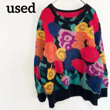 used 구제 의류 스웨터 플라워 디자인 레트로 빈티지 코디