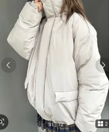 차오패닉 오버 사이즈 다운 자켓 라이트 그레이