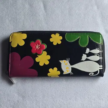 고양이와 꽃 디자인 장지갑