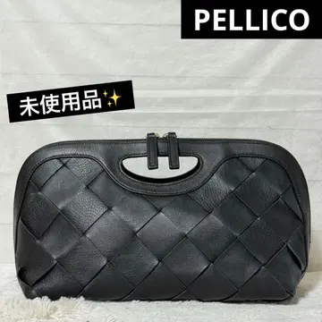 미사용 펠리코 아넬리 인트레차트 핸드백 가죽 블랙