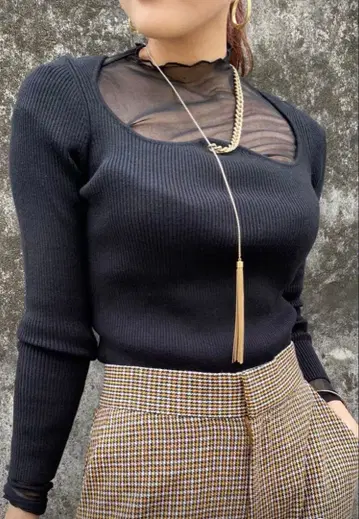 [아메리빈티지] UND WAVE NECK SHEER SET KNIT