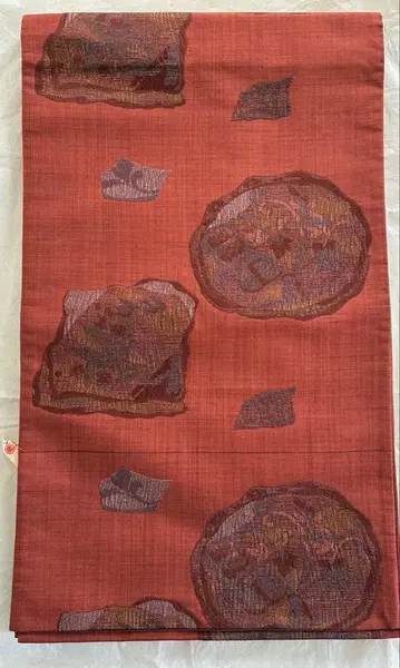 미사용 보관품 멋진 후쿠로 오비 순수 실크 육통 무늬