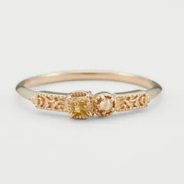 아가트 내추럴 다이아몬드와 로즈컷 다이아몬드 2개의 K10 반지