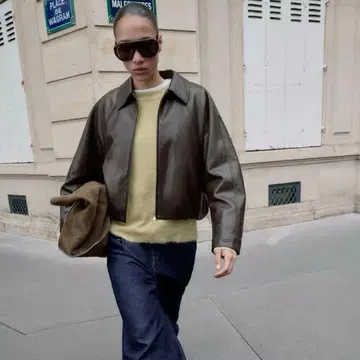 ZARA 페이크 레더 봄버 자켓 S