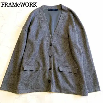 새상품급/24AW 프레임워크 V넥 가디건 빅 사이즈 그레이