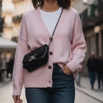 언크레이브 uncrave 메리노울 니트 가디건 핑크 카네코 아야 착용