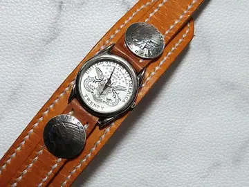 가죽 워치 인디언 코인 콤보 손목시계 브라운