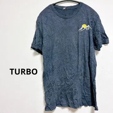 TURBO 다크 그레이 T셔츠 산과 태양 반팔