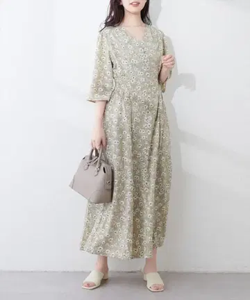 natural couture 레트로 작은 꽃 원피스 M