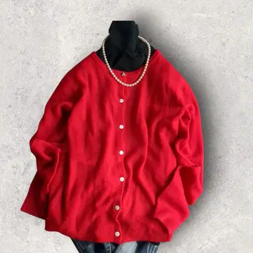 새상품급 dazzlin 다즐린 비쥬 가디건 고급 빨간색 니트