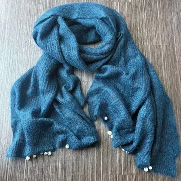 SUNAO KUWAHARA 다크 블루 머플러 모헤어 펄