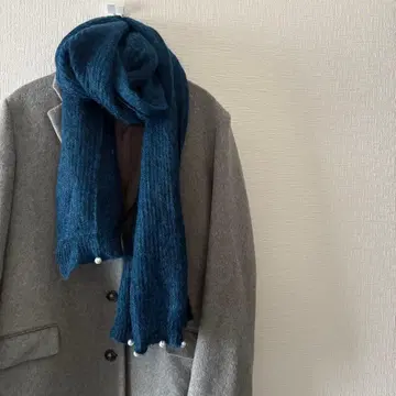 sunaokuwahara 스나 블루 머플러 모헤어 펄