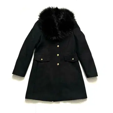 ZARA MANTECO 골드 버튼 코트 M 사이즈 옷깃 퍼 안감 기하학