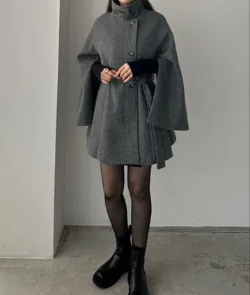 Louere 하이넥 미들 기장 코트