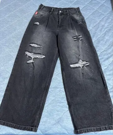 킹 로고 데미지 데님 9090