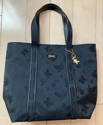 [ 새상품급 페이러 ] 자카드 토트백 블랙 대 곰 참 포함