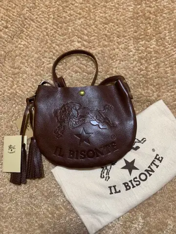 새상품! IL BISONTE 브라운 가죽 숄더백 일비종떼 사선 크로스백