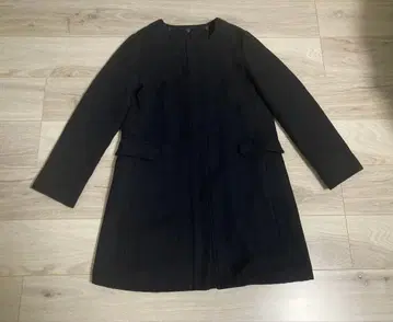 노카라 코트 후드 부착 코트 2WAY 롱 코트 네이비  M