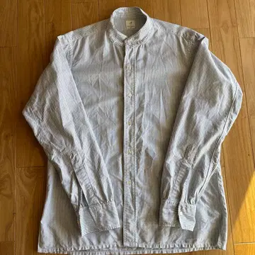 ANATOMICA 스트라이프 밴드 카라 긴팔 셔츠 M