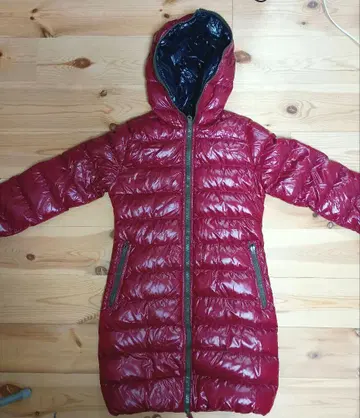 [새상품급] DUVETICA 롱다운 코트 40 와인 레드 여성용