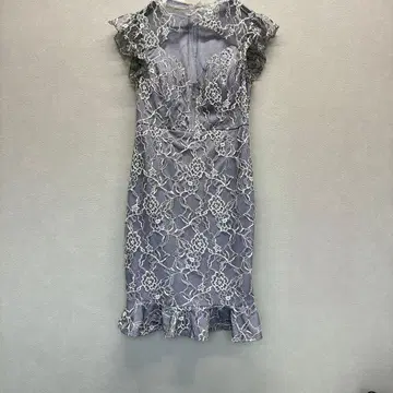 [ Dazzy ] 데이지 그레이 레이스 슬리브리스 원피스 L