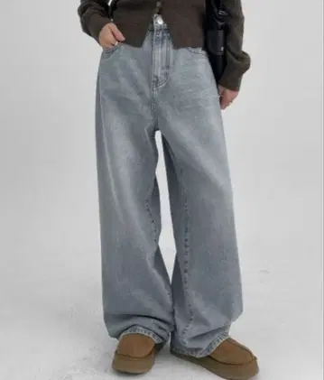 Blackup 바톤 와이드 데님 팬츠