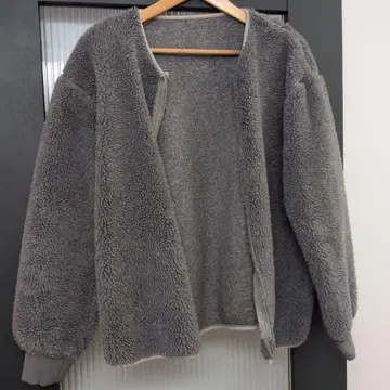 그레이 플리스 봄버 자켓