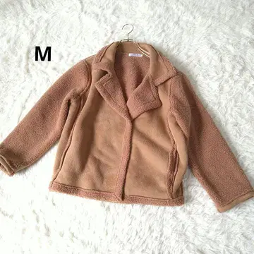 무스탕 보아 도킹 자켓 코트 M 카멜 브라운