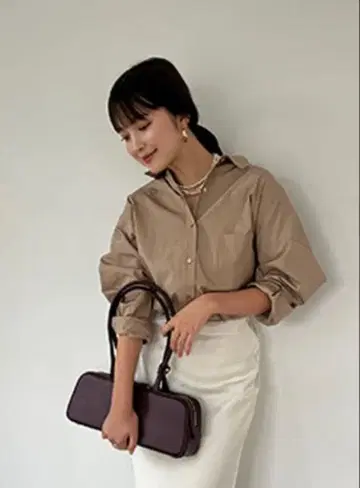 anuans 정가 15,400엔! 스탠다드 셔츠 GREY BEIGE