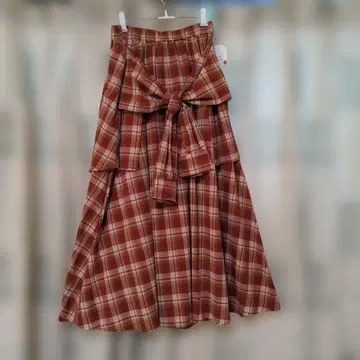 SM2 체크 무늬 셔츠 랩 스타일 리본 포함 플레어 스커트 미사용 새상품