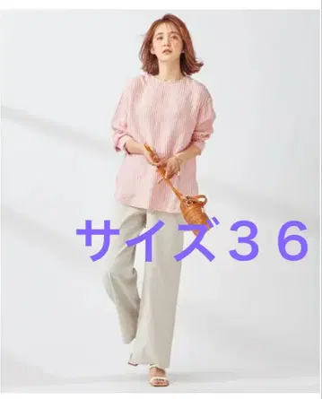 LIBECO 크루넥 셔츠테일 블라우스 사이즈 36