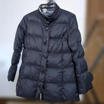 린넨 리버서블 다운 자켓 11호 블랙 꽃무늬