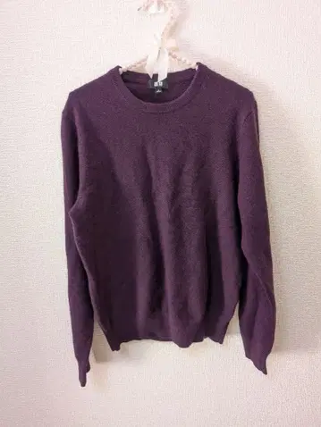 컨디션 최상 유니클로 캐시미어 크루넥 스웨터 퍼플 S 사이즈