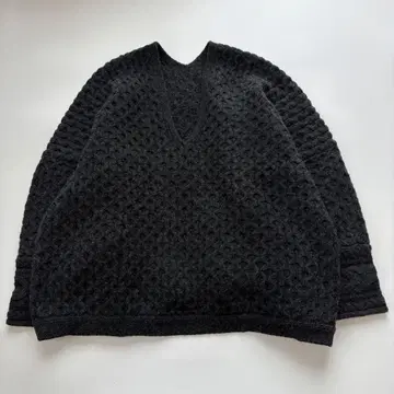 새상품급 노블 릴랙스 아란 니트 v넥 다크 그레이