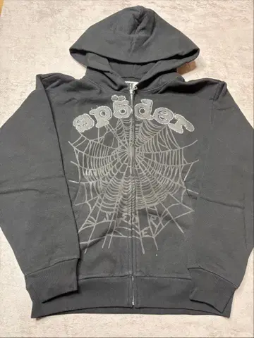 sp5der BLACK OG rhinestone ZIP 후드티