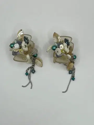 ACCA 헤어 클립 화이트 x 블루그린 (소) 2개 세트