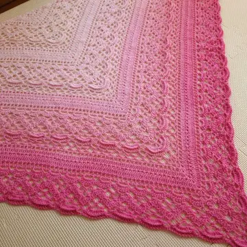 손뜨개질 삼각형 발레 숄 (술탄 디럭스 / 농담 핑크)