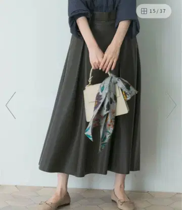 워셔블 인조 가죽 플레어 스커트 KHK.BROWN 로쏘