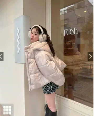 미사용 GRL 그레일 후드 부착 충전솜 다운 자켓 핑크 pm668