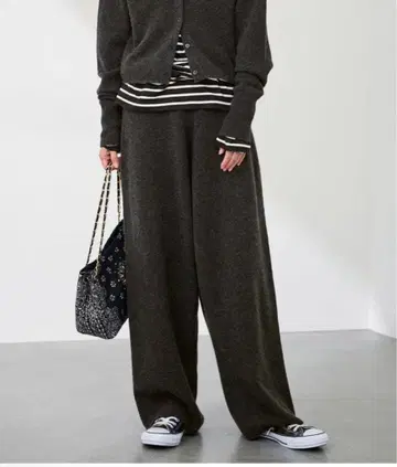 압축 울 와이드 팬츠