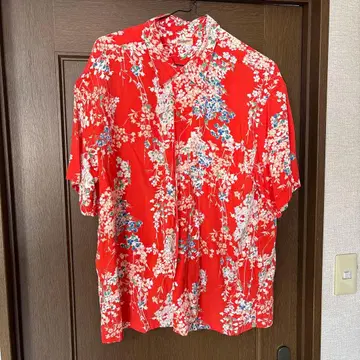 SUN SURF 선서프 하와이안 셔츠 XXL 꽃무늬 빨간색
