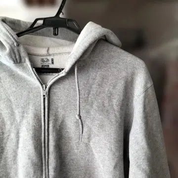 프룻 오브 더 룸 M 그레이 집업 후드티 후드 부착